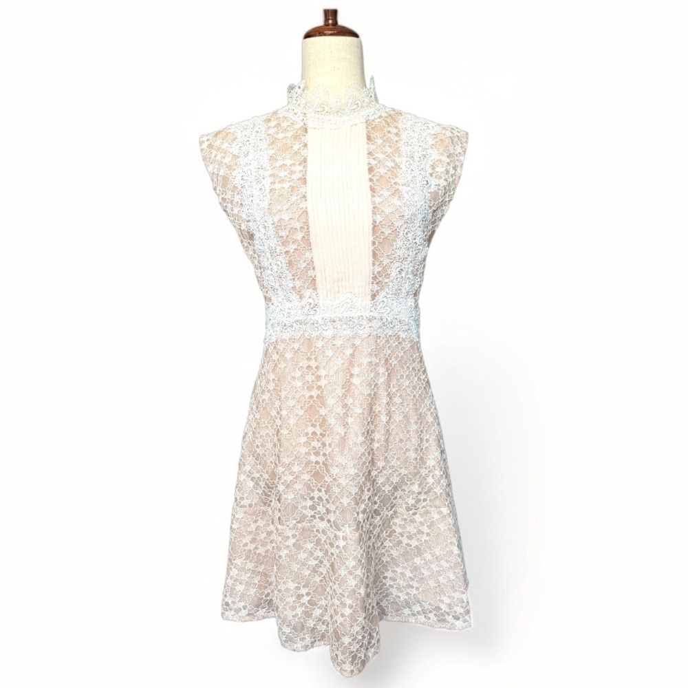 Sandro Peaches Pink Lace Sleeveless Dress Size 3 L (Flawed) - Picture 2 of 16